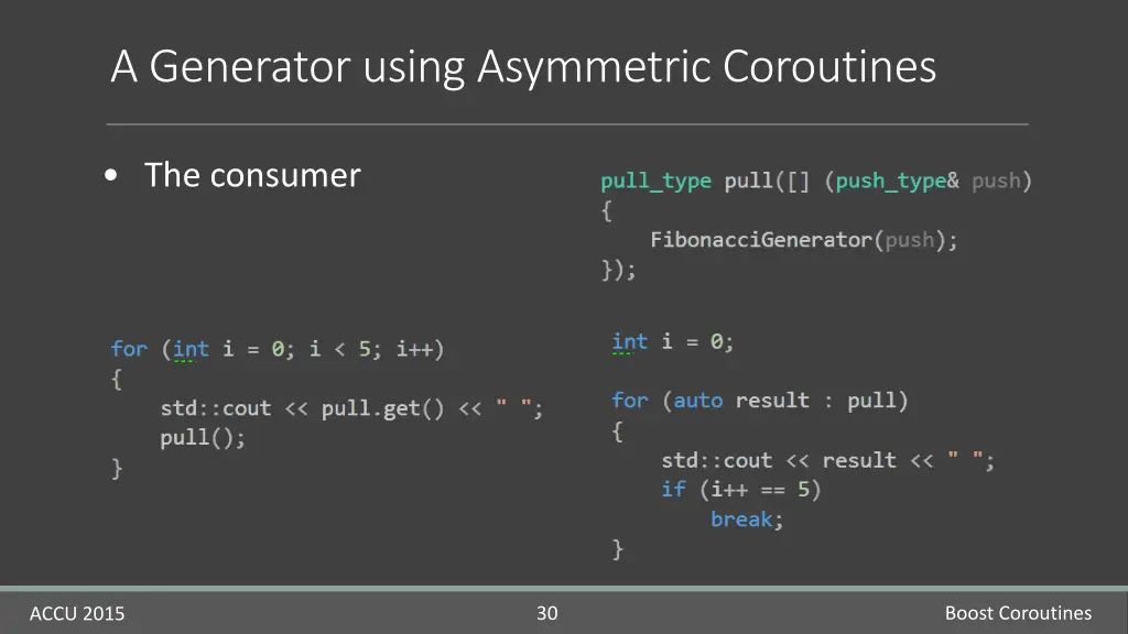 a generator using asymmetric coroutines 2