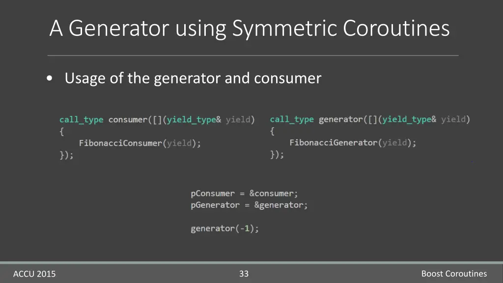 a generator using symmetric coroutines 2