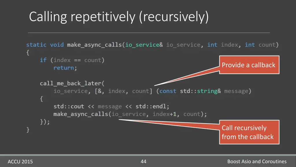 calling repetitively recursively