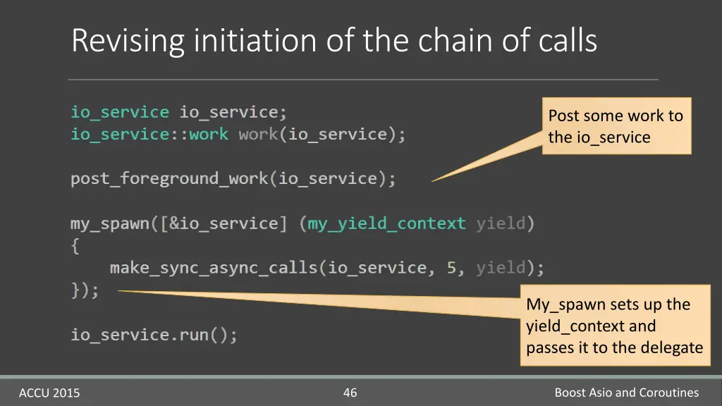 revising initiation of the chain of calls