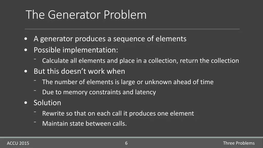 the generator problem