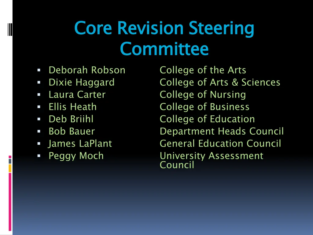 core revision steering committee deborah robson