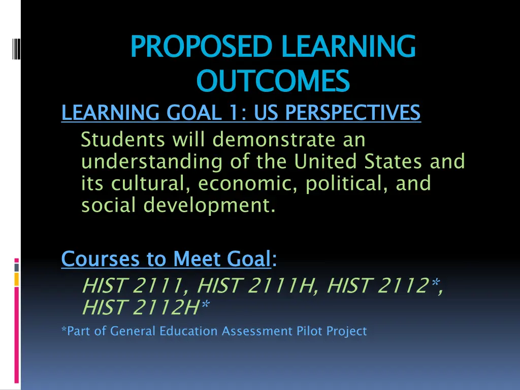 proposed learning outcomes learning goal