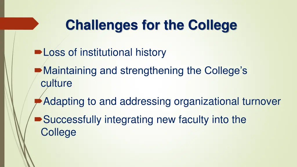 challenges for the college