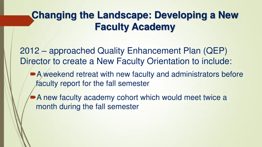 changing the landscape developing a new faculty