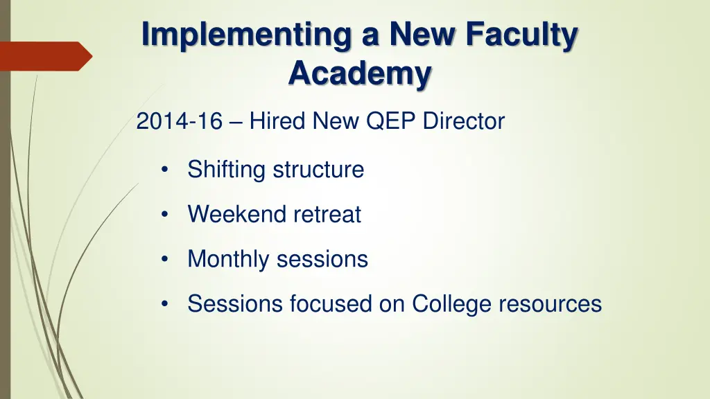 implementing a new faculty academy 1