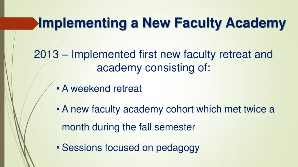 implementing a new faculty academy