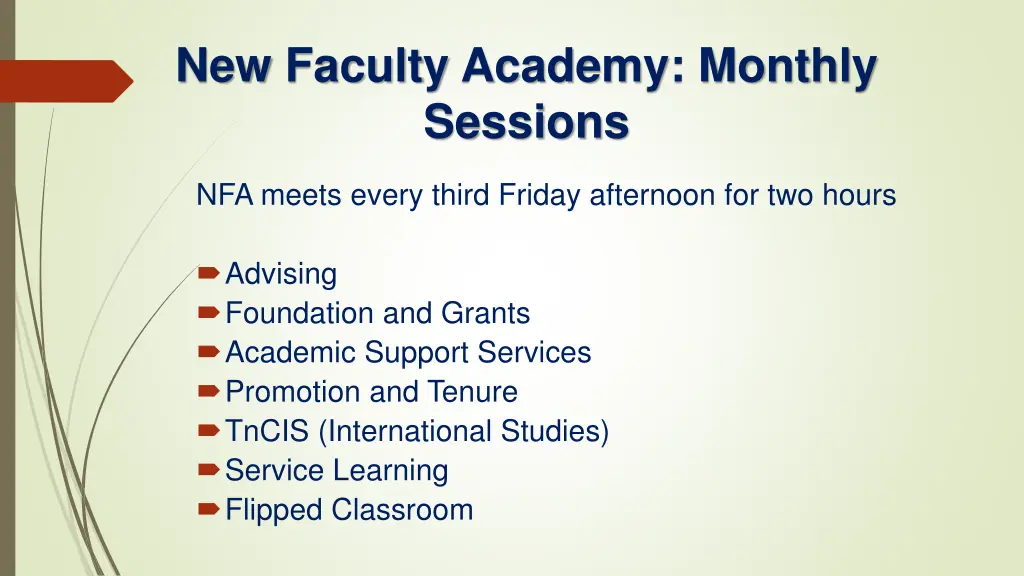 new faculty academy monthly sessions