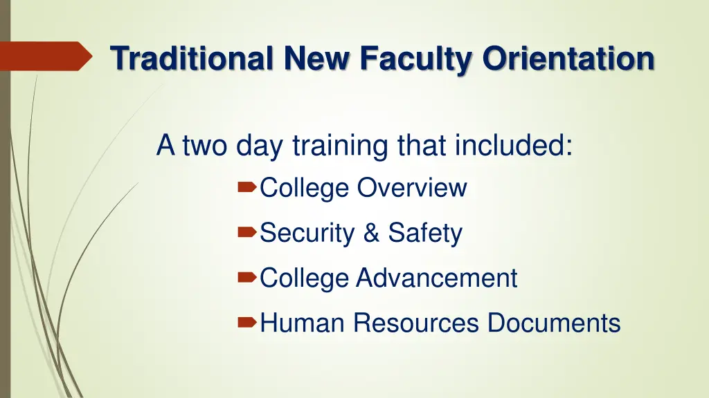 traditional new faculty orientation