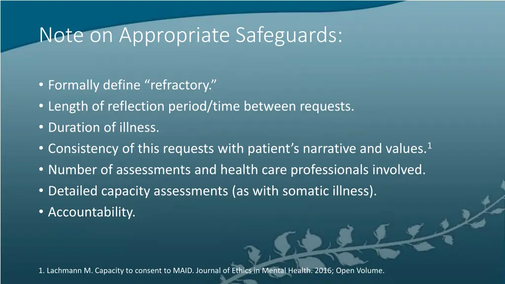 note on appropriate safeguards