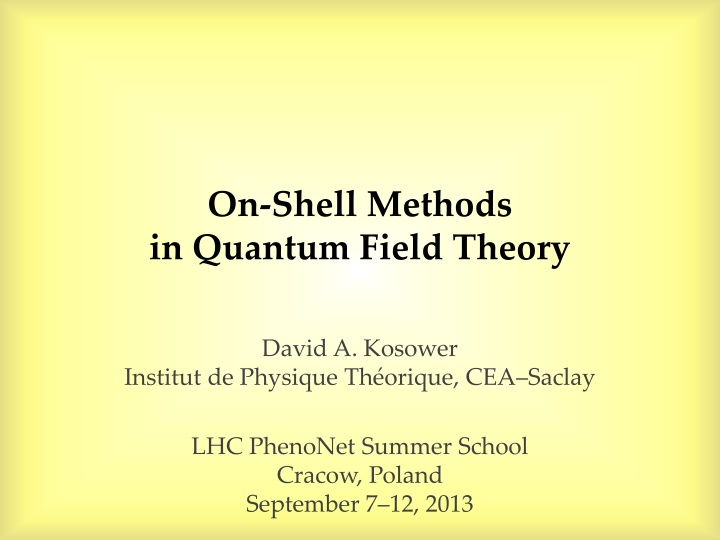 on shell methods in quantum field theory