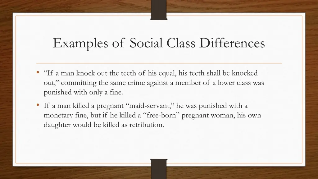 examples of social class differences