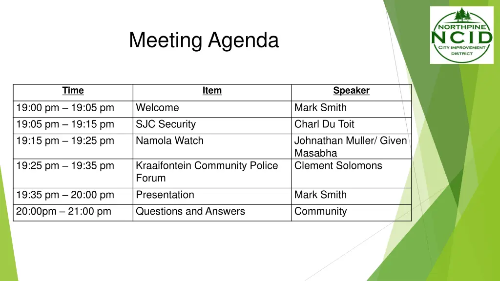 meeting agenda