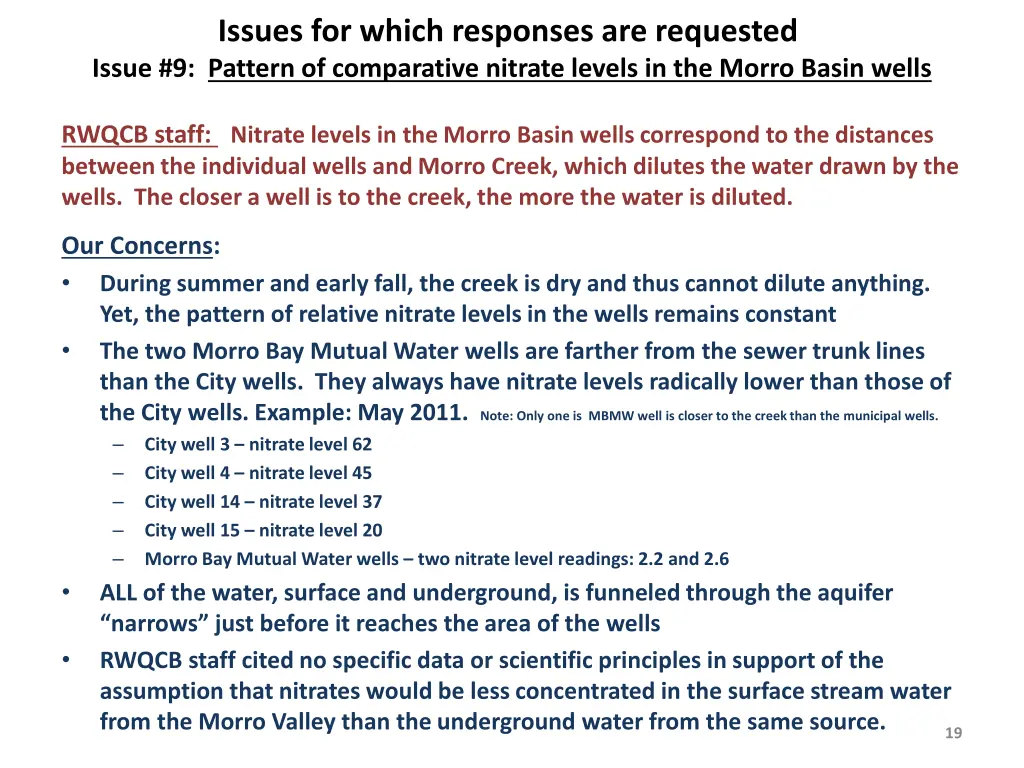 issues for which responses are requested issue 8