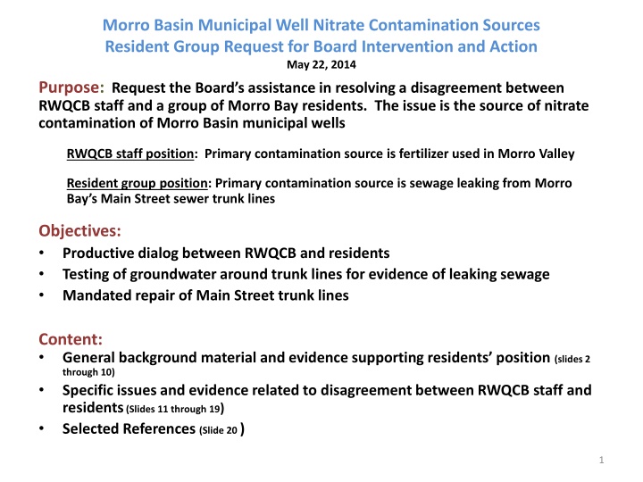 morro basin municipal well nitrate contamination