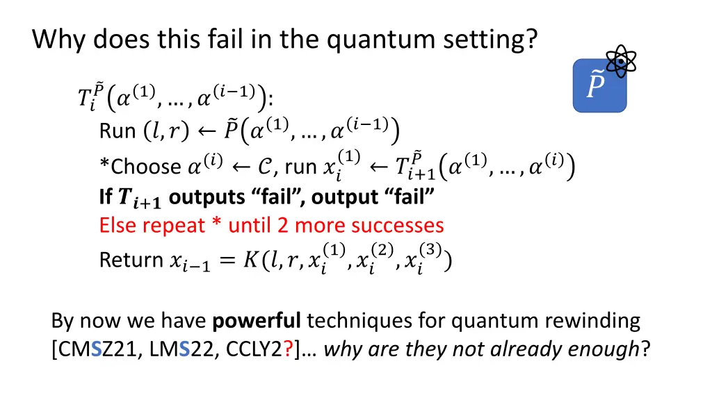 why does this fail in the quantum setting