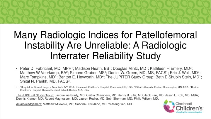 many radiologic indices for patellofemoral