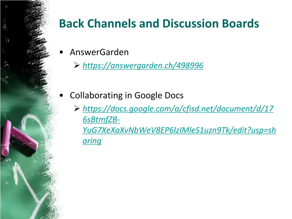 back channels and discussion boards