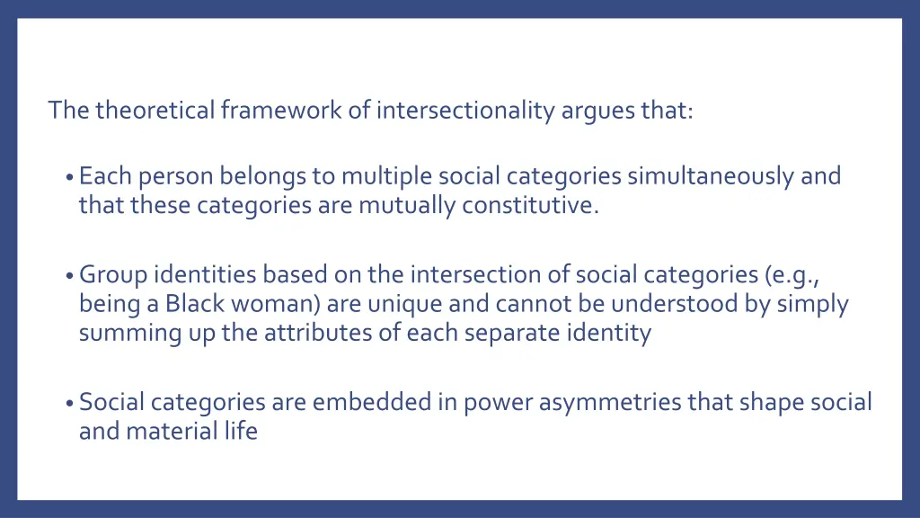 the theoretical framework of intersectionality