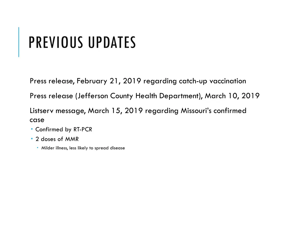 previous updates