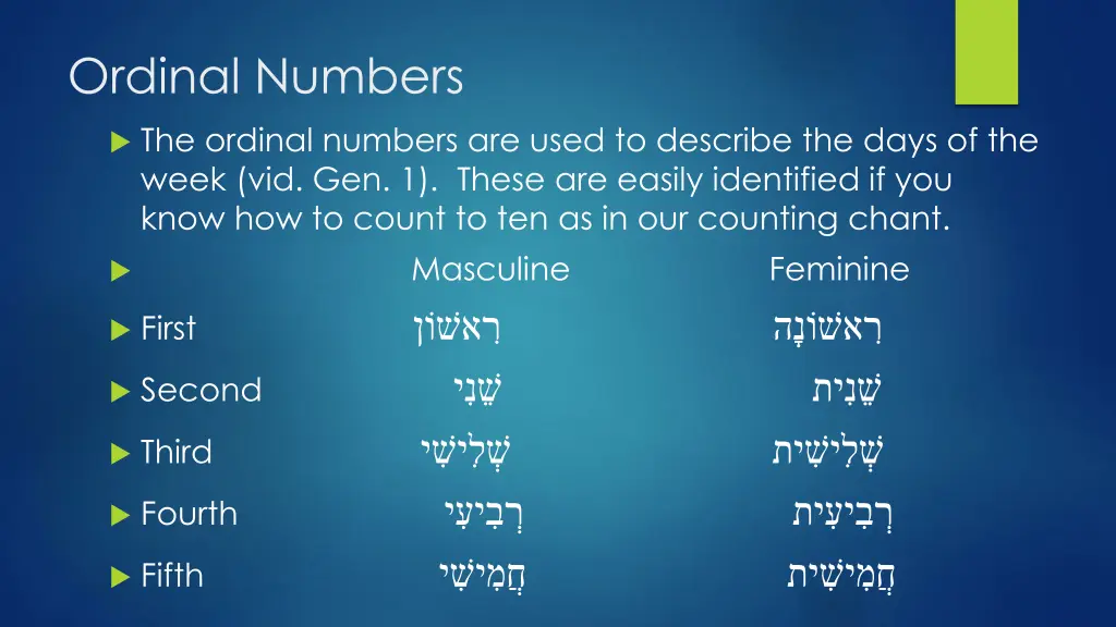 ordinal numbers