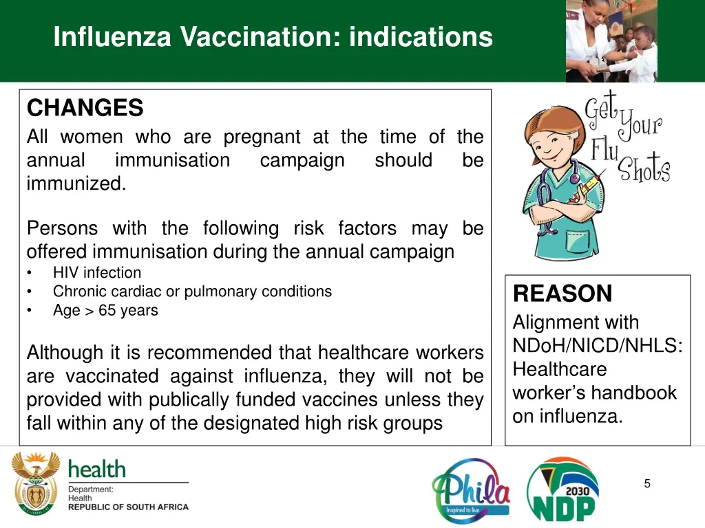 influenza vaccination indications