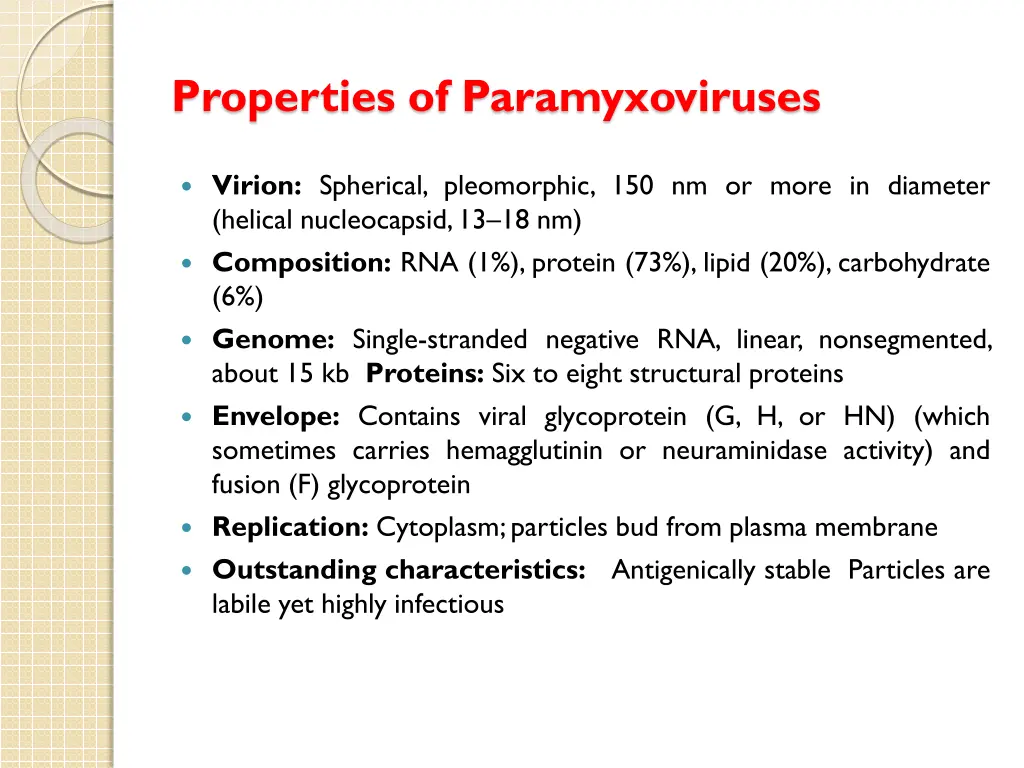 properties of paramyxoviruses