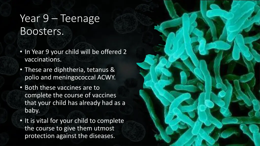 year 9 teenage boosters