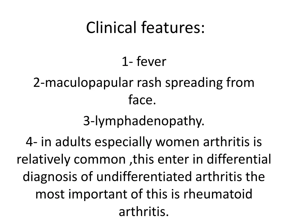 clinical features