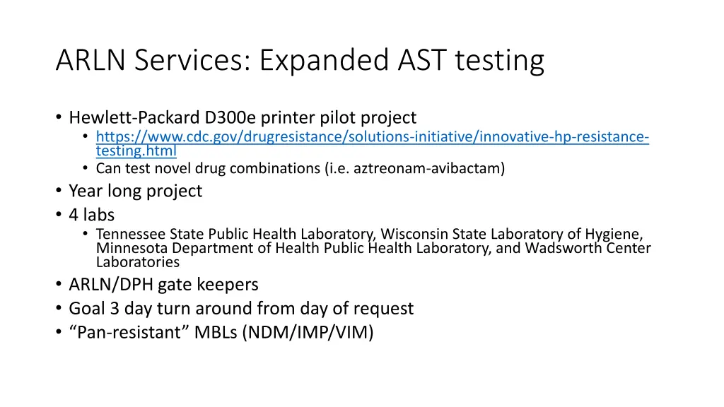arln services expanded ast testing
