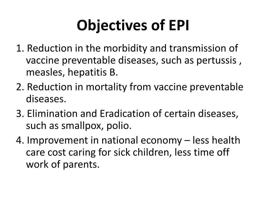 objectives of epi