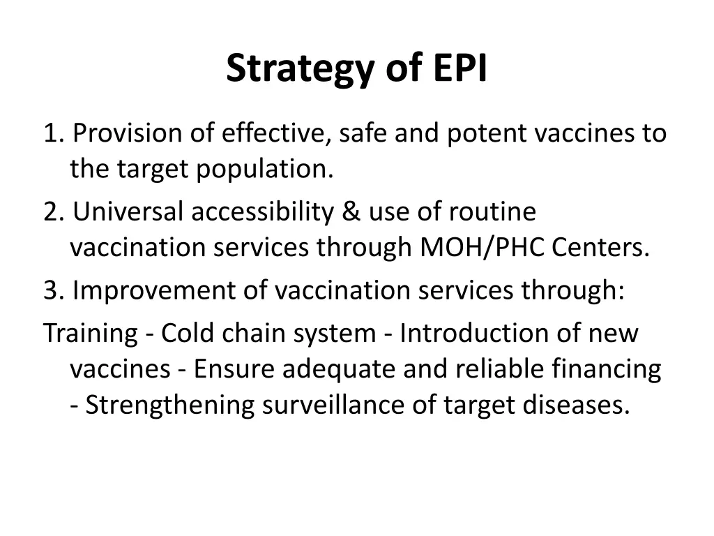 strategy of epi