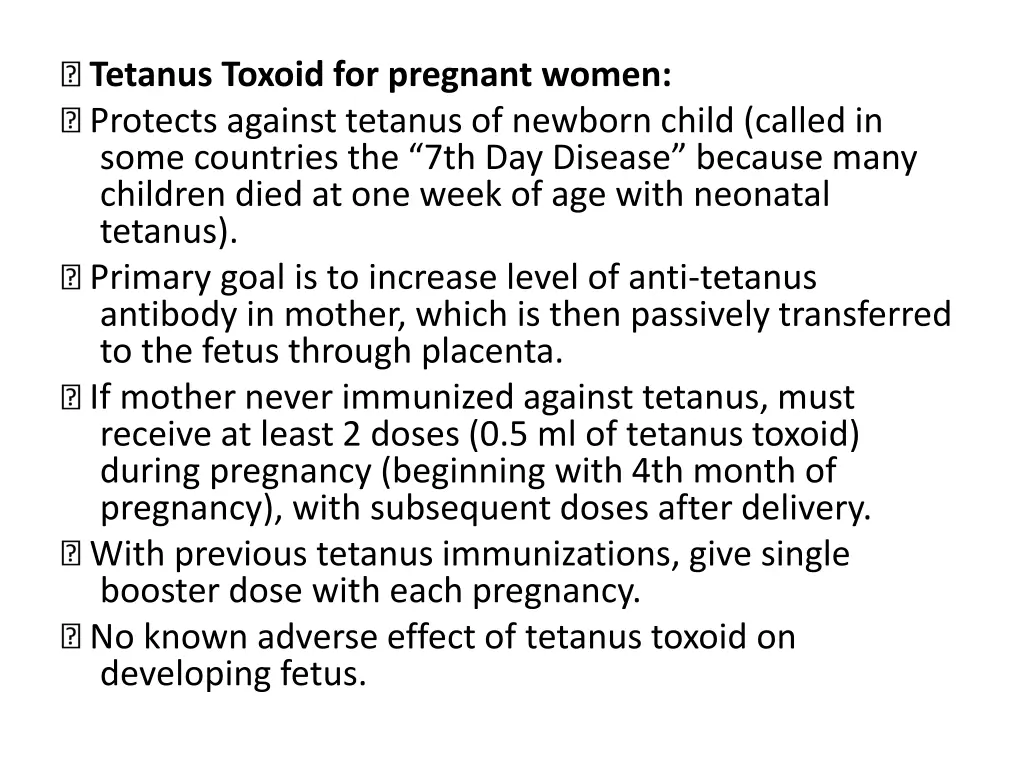 tetanus toxoid for pregnant women protects