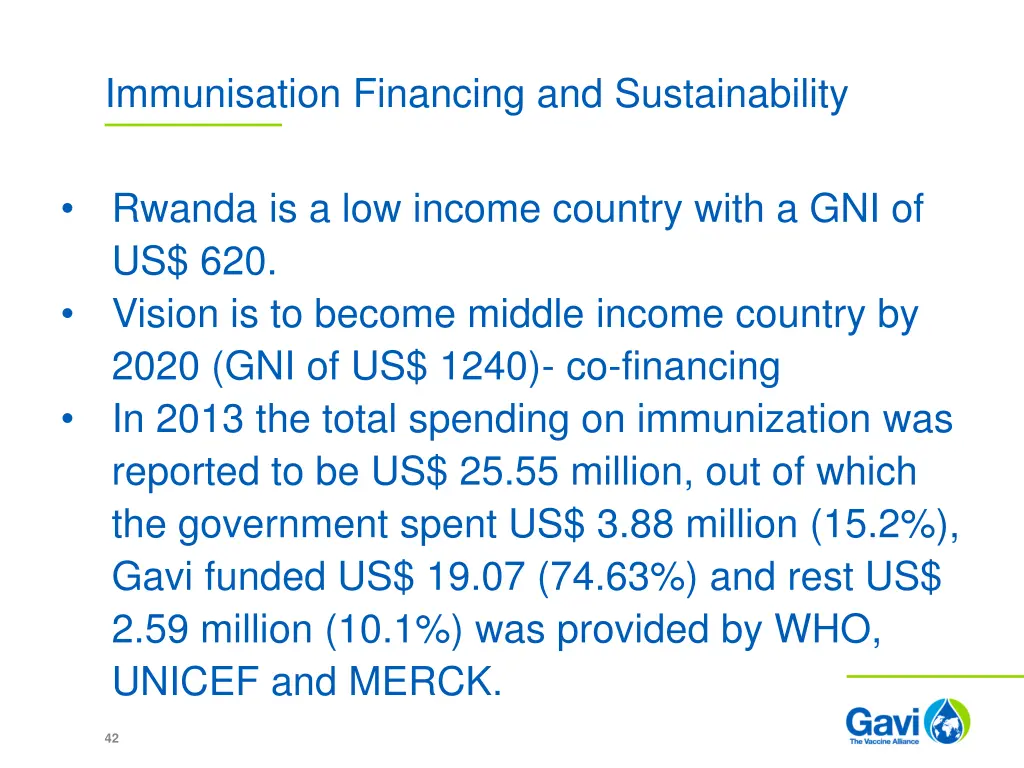 immunisation financing and sustainability