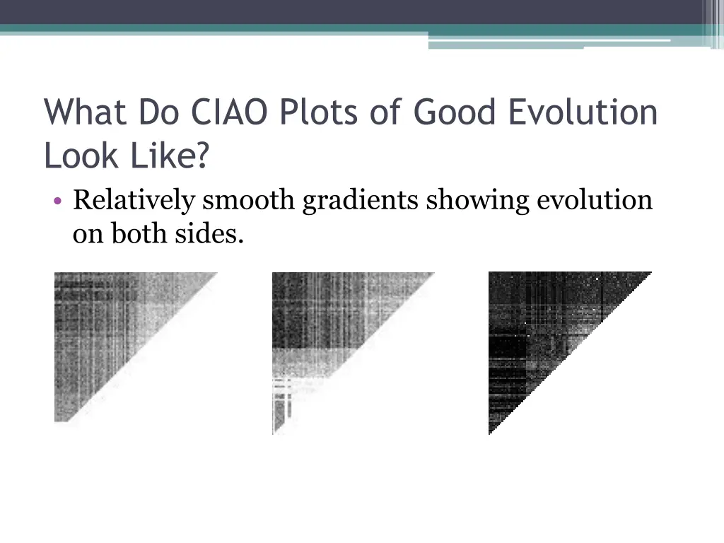 what do ciao plots of good evolution look like