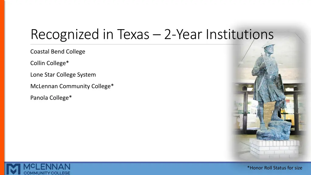 recognized in texas 2 year institutions