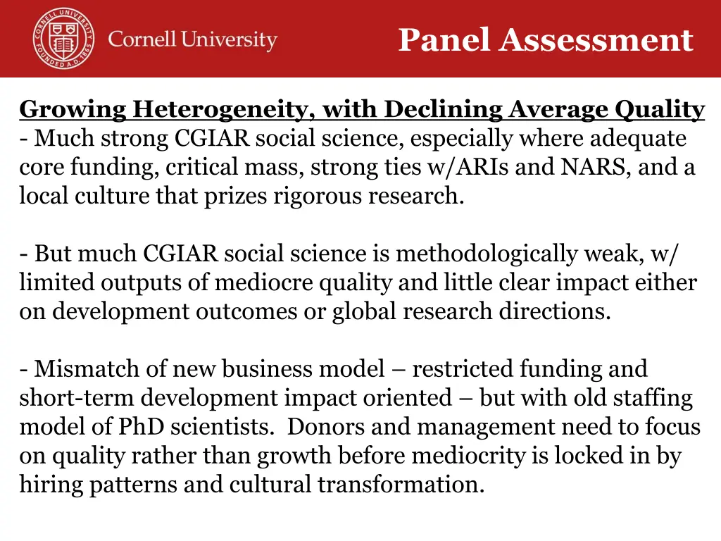 panel assessment