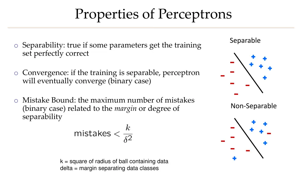 properties of perceptrons