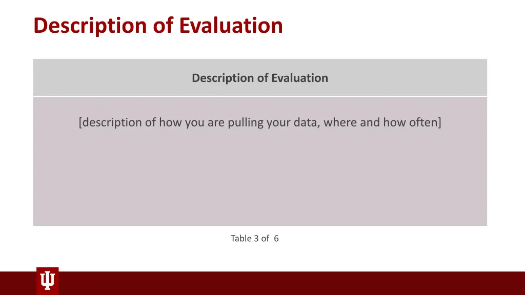 description of evaluation