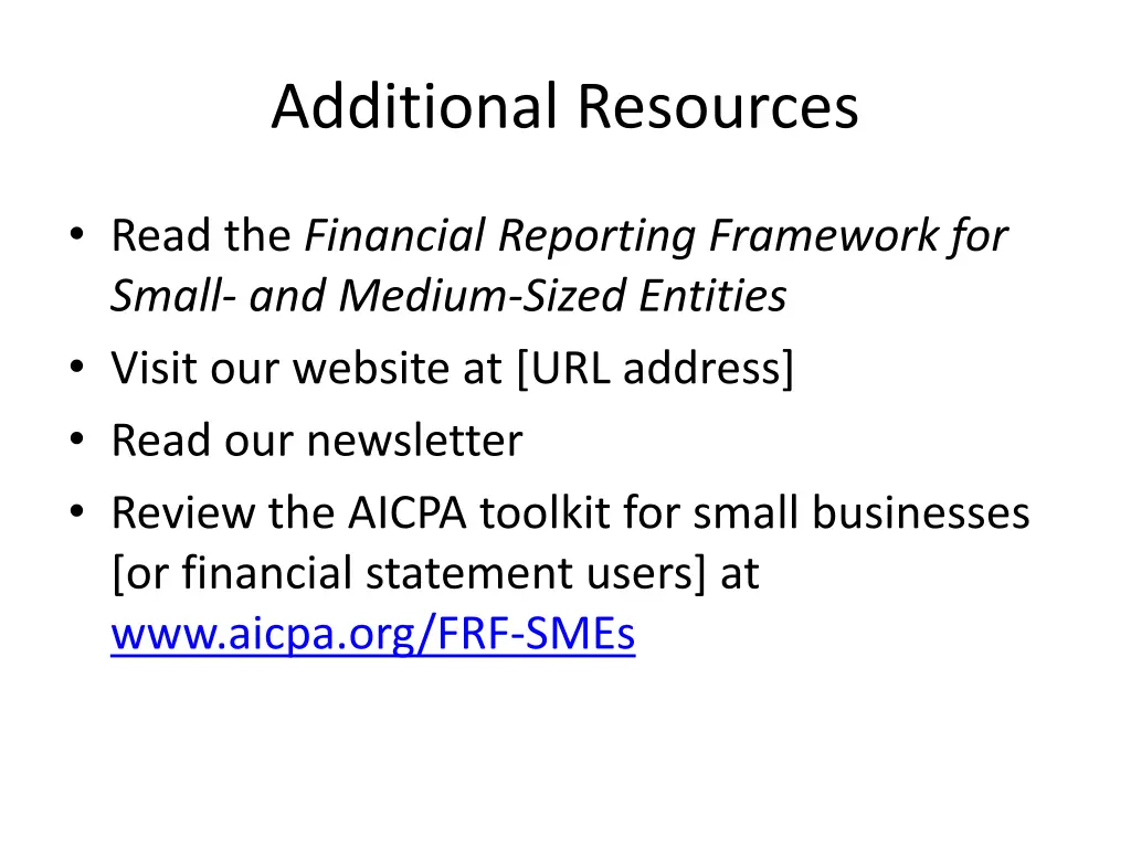 additional resources