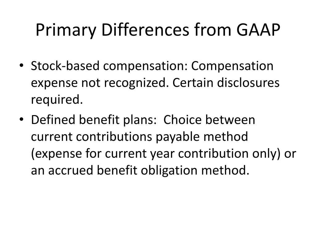 primary differences from gaap 3