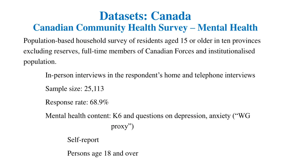 datasets canada