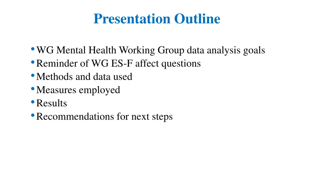 presentation outline
