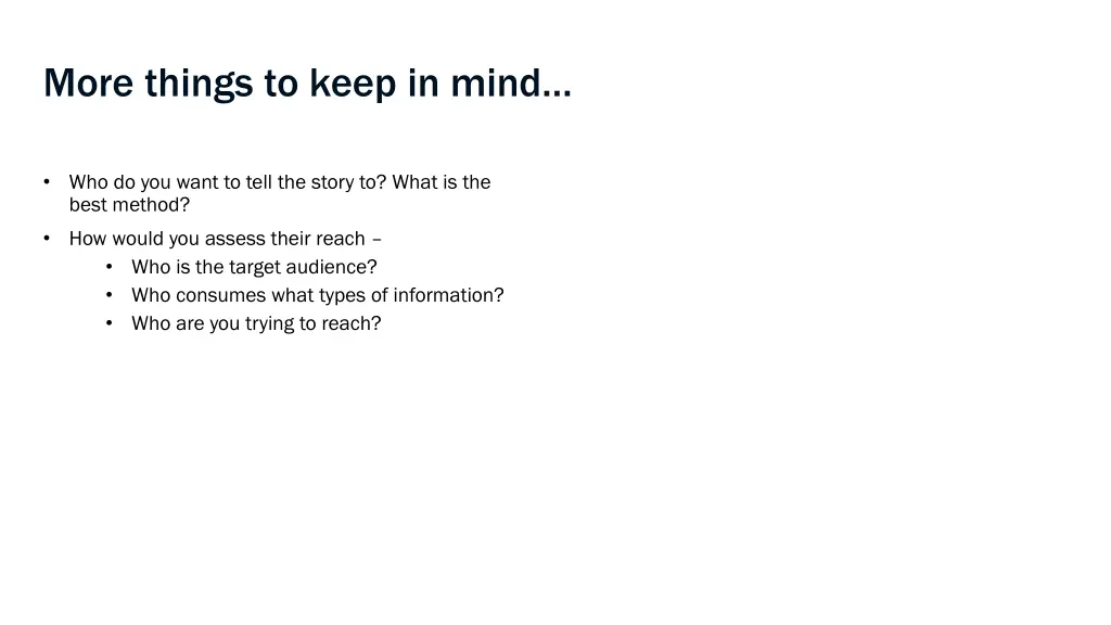 more things to keep in mind