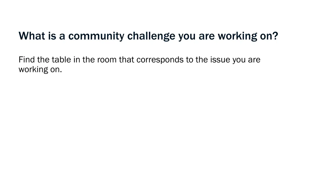 what is a community challenge you are working on