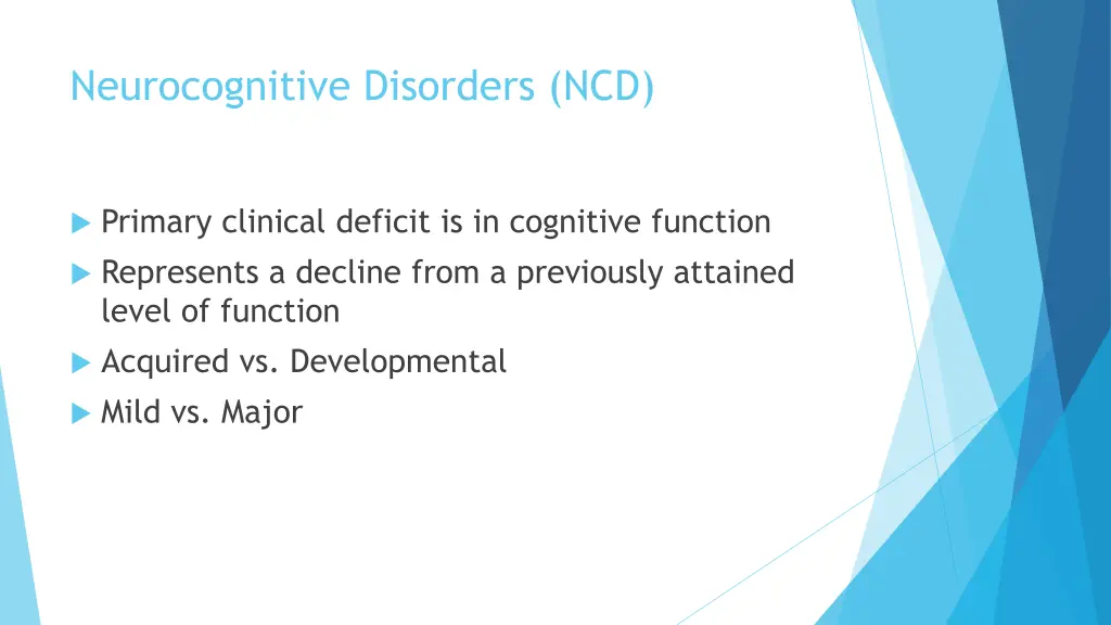 neurocognitive disorders ncd