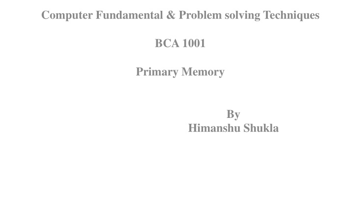 computer fundamental problem solving techniques