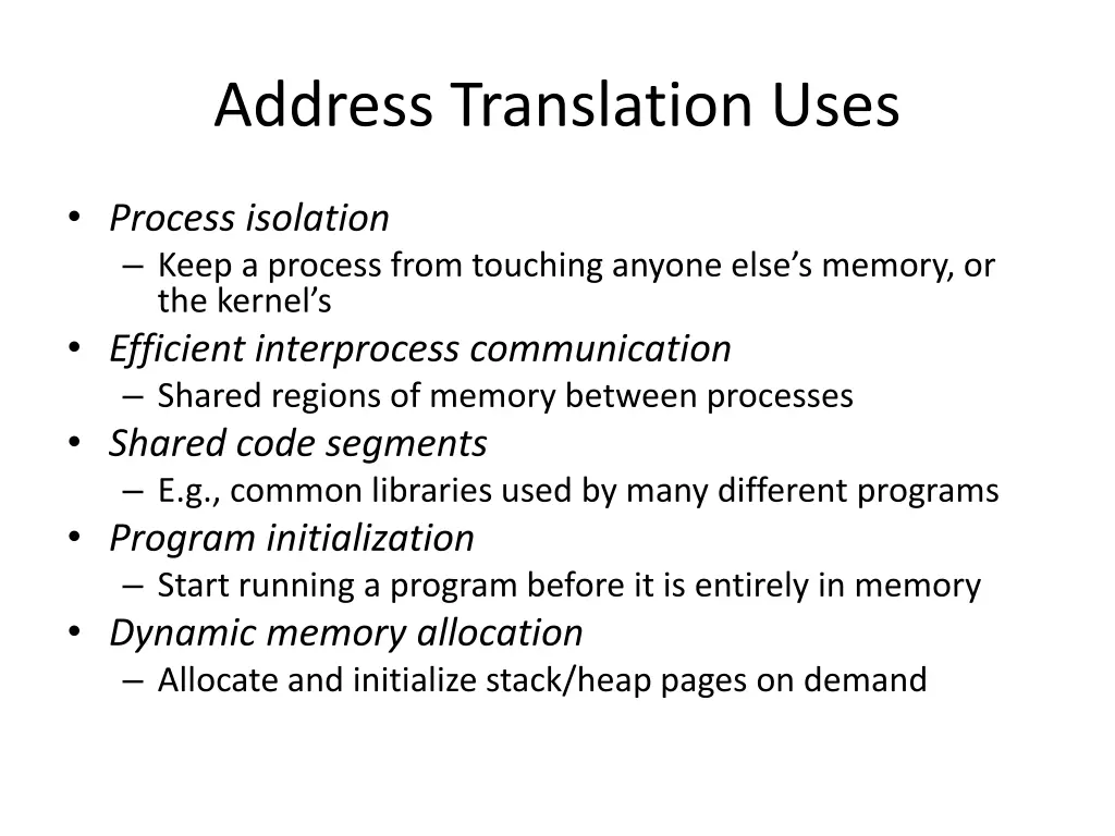 address translation uses