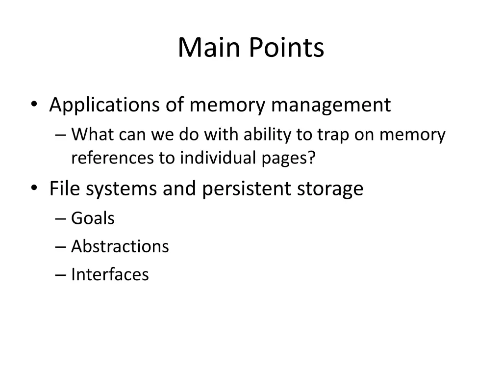 main points