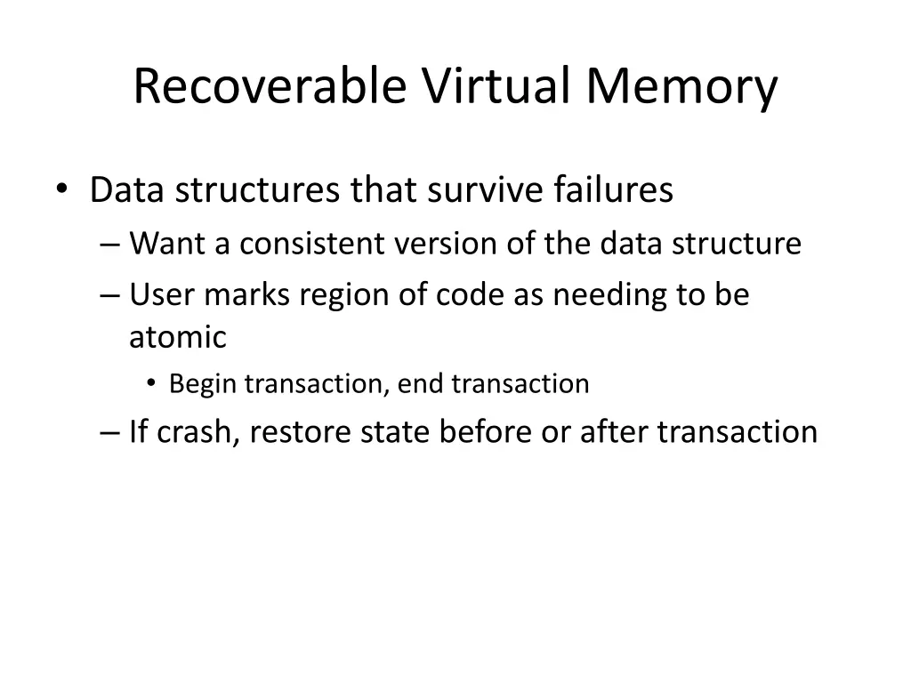 recoverable virtual memory